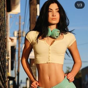 American Apparel Button Up Crop Top